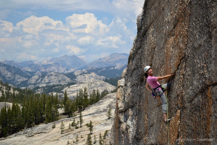 Paisley climbing in Tuolumne Meadows, Yosemite National Park