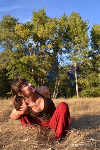 Malasana variation in Yosemite Valley